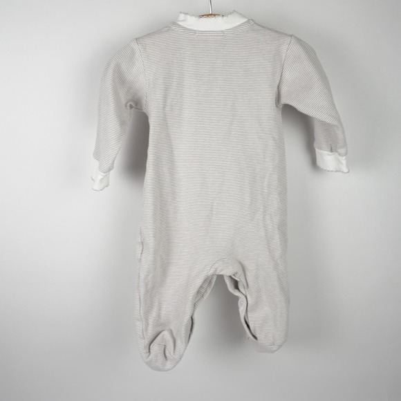 Royal Baby Long Sleeve Pima Cotton Striped Footie Gray White Baby Newborn 0-3m - Picture 3 of 6